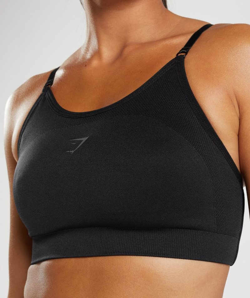 Staniki Sportowe Gymshark Flex Z Paskami Damskie Czarne | PL 392CVG